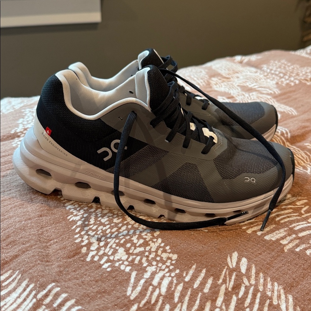 On Running Black and White Athletic Shoes